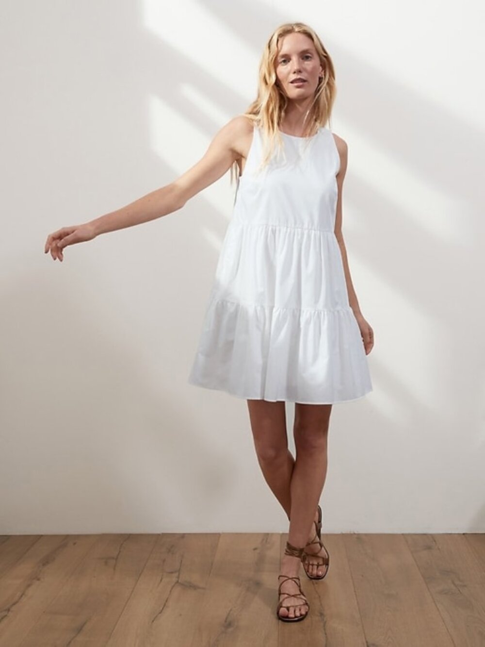 Banana Republic Cotton Poplin Tiered Sleeveless Mini Dress NWT